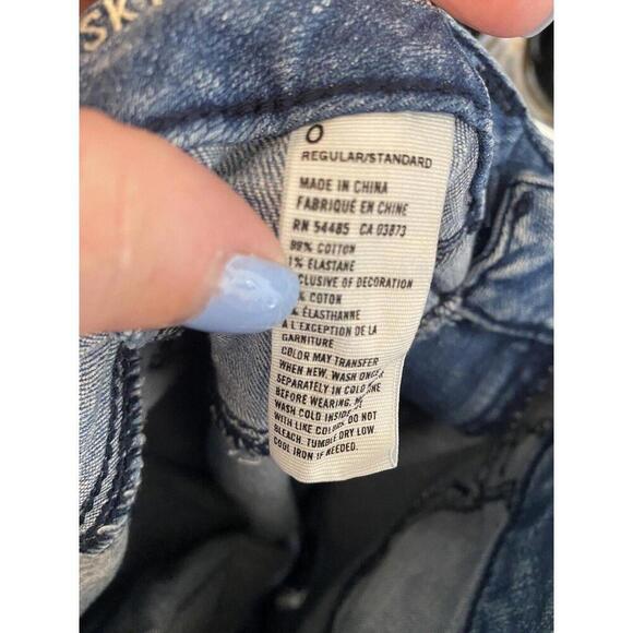 American Eagle Destressed/Rip Denim Light Wash Jeans Sz.0 Sky High Jegging - Picture 4 of 5